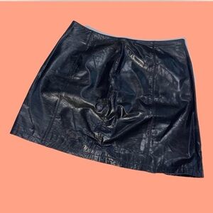 Copper Key Black Leather Skirt